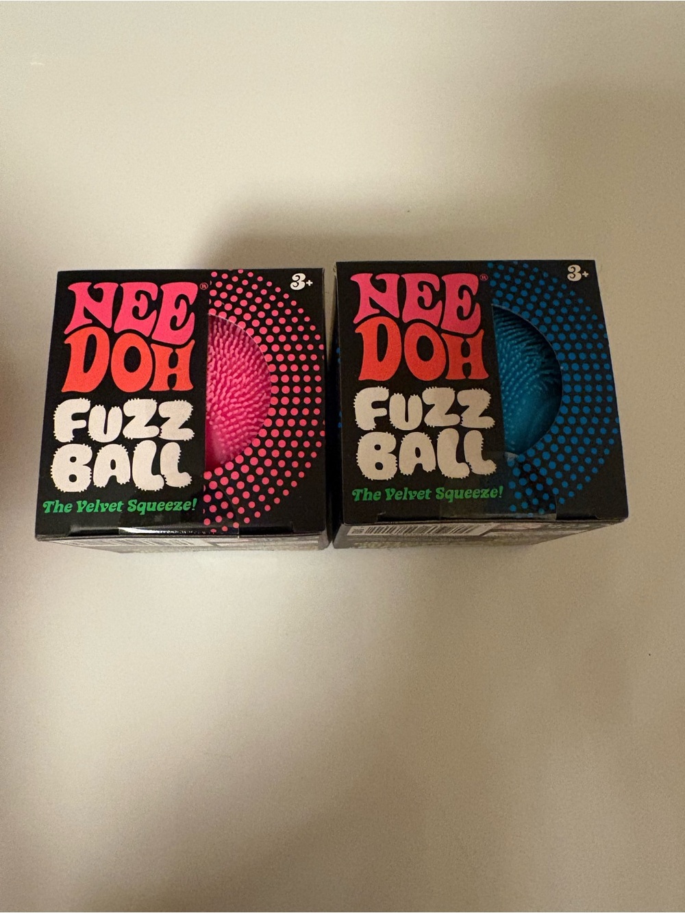 NWT Fuzz Ball Velvet Squeeze - Pink and Blue